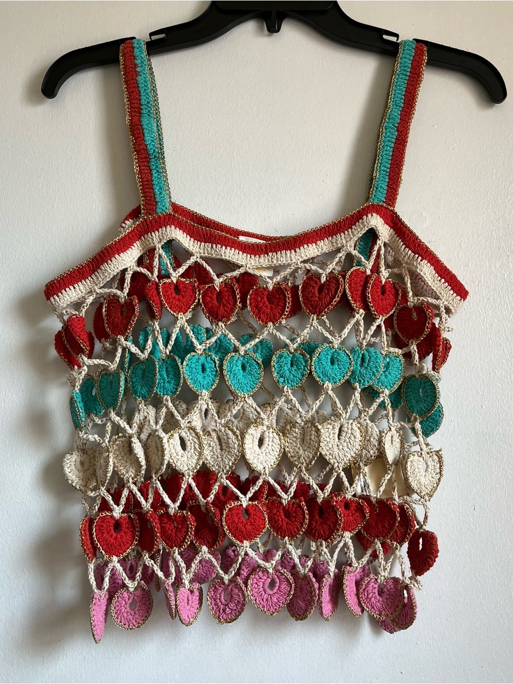 ANTHROPOLOGIE Maeve Crochet Heart Tank Top